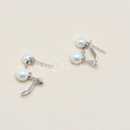 Pendientes de plata rodiada doble perla Shell