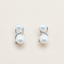 Pendientes de plata rodiada doble perla Shell