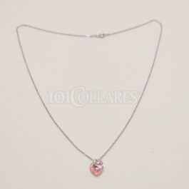 Collar en plata con Corazón Rhinestone Rosa