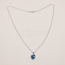Collar en plata con Corazón Rhinestone Azul