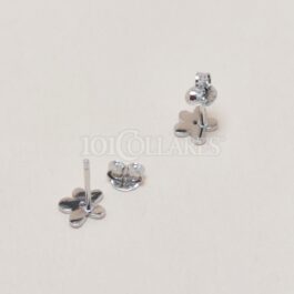 Pendientes de plata rodiada con circonita Flor
