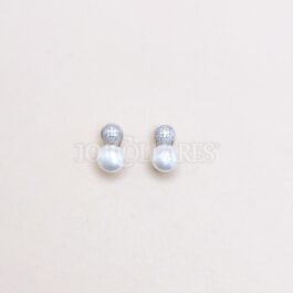 Pendientes de plata rodiada con perla y pavés de circonitas