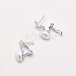 Pendientes de plata rodiada con perla y pavés de circonitas