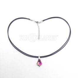 Collar con colgante gota cristal rosa